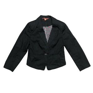 ModCloth‎ Blazer Size XS Black Lined Hearts Dark Academia Twee Preppy Oxford